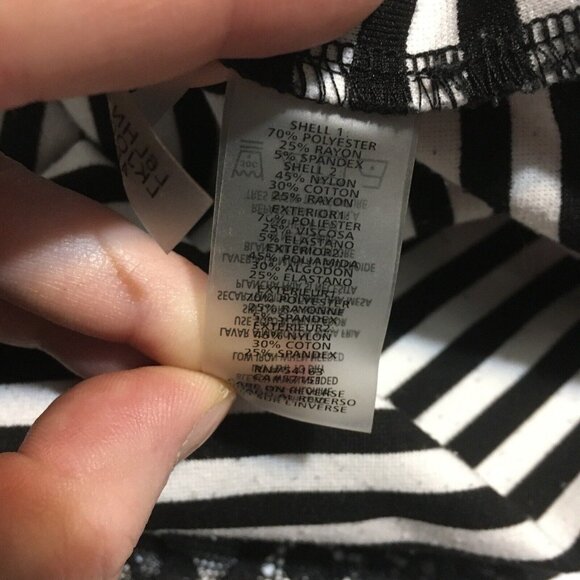 Karl Lagerfeld Shirt Women Small Nautical Buttons Black White Striped Lace Trim - Picture 11 of 14
